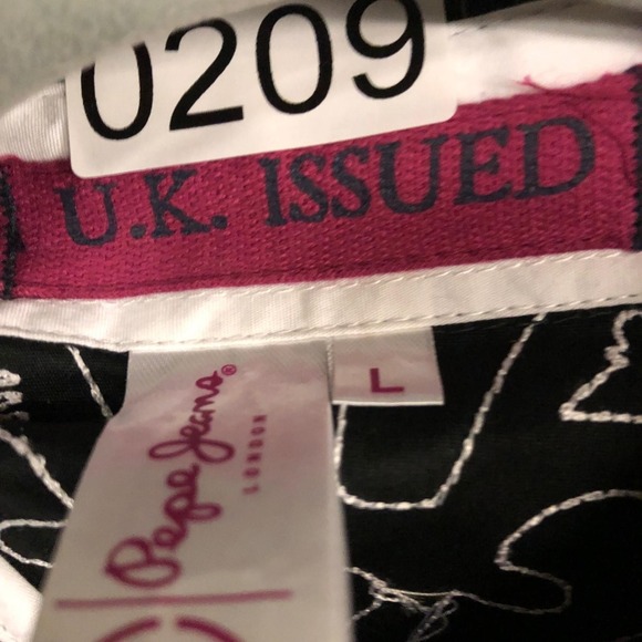 Vtg Pepe Jeans London Y2K Pinstripe Western Shirt Rhinestone Embellished Size L - Picture 2 of 3